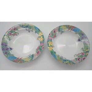 Nikko Summer Garden Soup Bowls Set Of 2 Pasta Rimmed Spring Floral